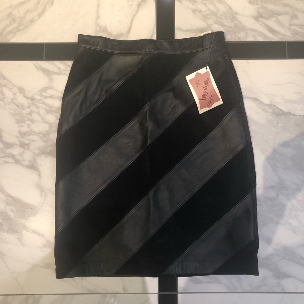 Margaret Godfrey Bagatelle Black Leather Skirt S14
